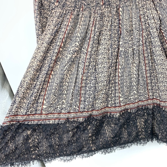 Vanessa Virginia Anthropologie Women Size Small Blouse 3/4 Sleeve Top Blue Print - Picture 3 of 9